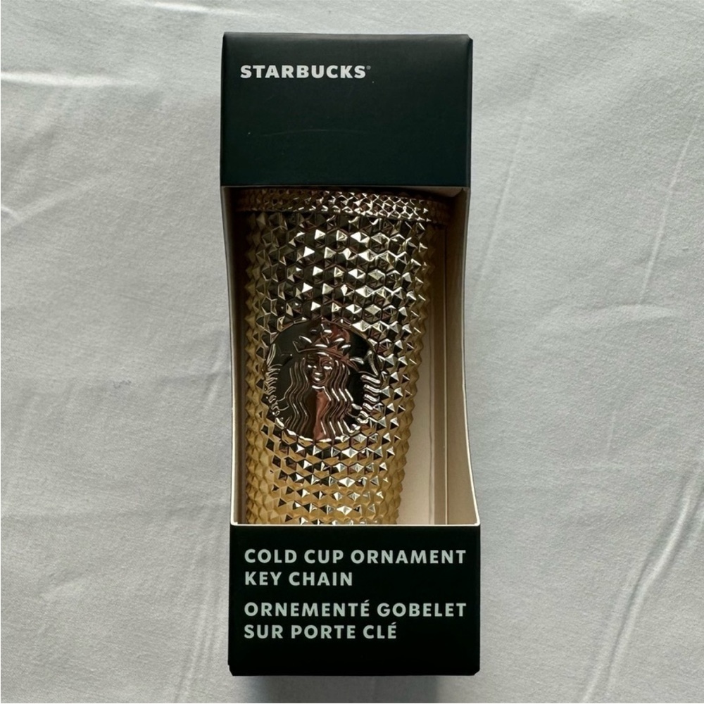 🆕 Starbucks Studded Gold Cold Cup Tumbler Ornament Keychain Bag Charm